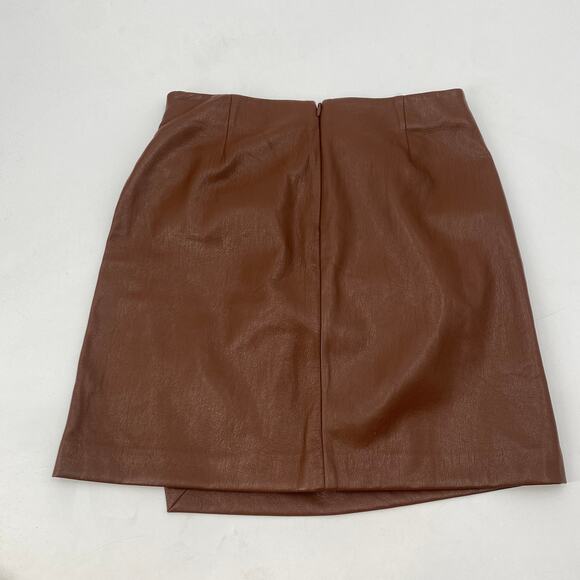 Aritzia Wilfred Brown Faux leather Wrap Mini Skirt - Picture 6 of 10